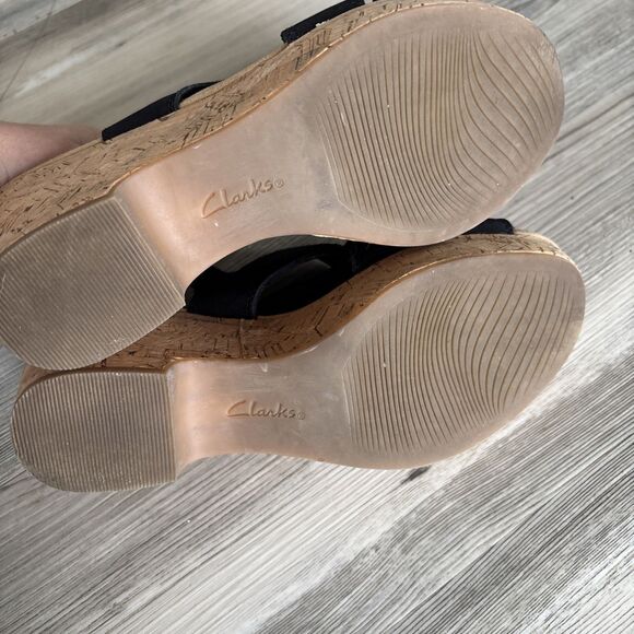 Clarks Women's Collection Wedges Black Sandals US Size 8.5 Comfort - Picture 7 of 10